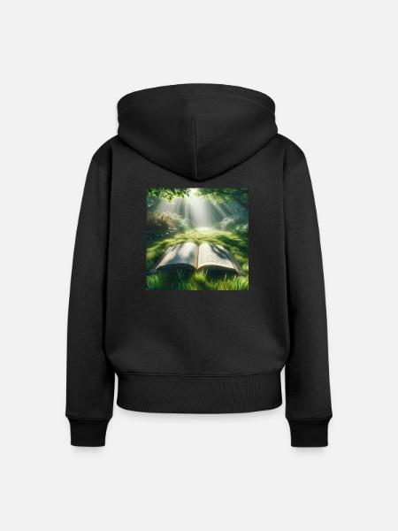 Buch - Frauen Premium Bio Zip Hoodie - Schwarz