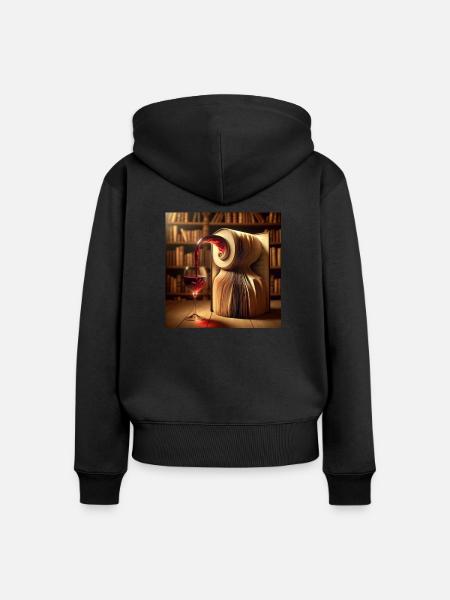 Buche und Wein - Frauen Premium Bio Zip Hoodie - Schwarz