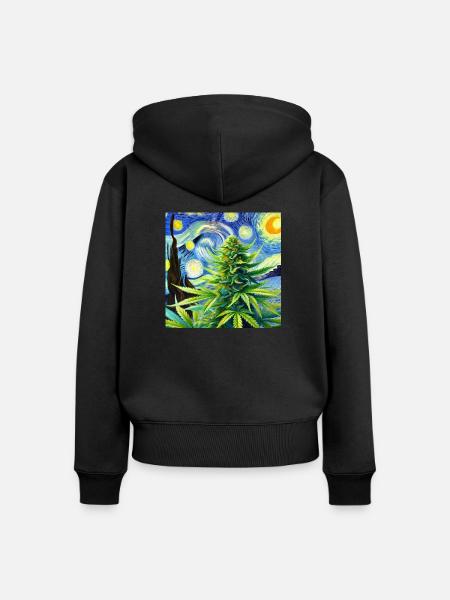 Pflanze im Wind - Frauen Premium Bio Zip Hoodie - Schwarz