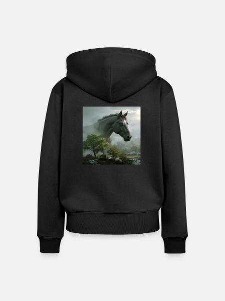 Pferd Star - Frauen Premium Bio Zip Hoodie - Schwarz