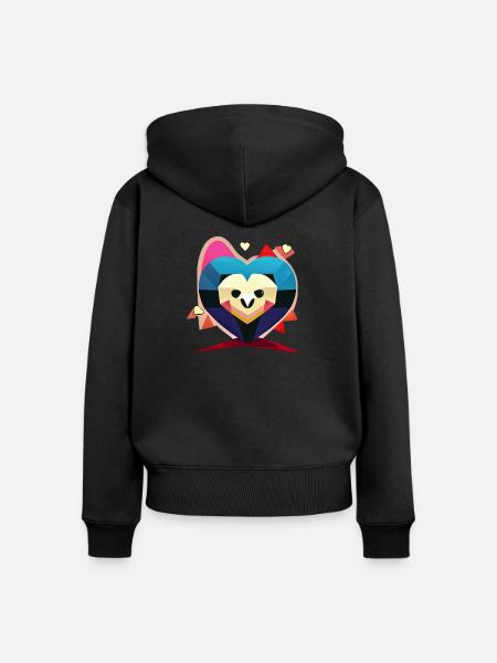 Wächter-Herz - Frauen Premium Bio Zip Hoodie - Schwarz