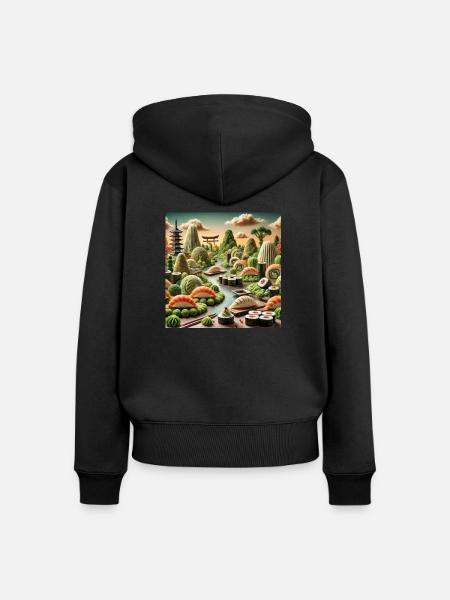 Sushi - Frauen Premium Bio Zip Hoodie - Schwarz