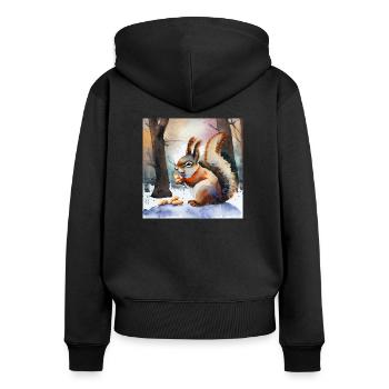 Trésors de l’hiver - Sweat à capuche zippé Premium bio Femme - noir - Dos - Julia (174cm)