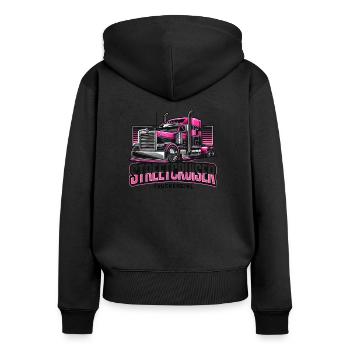 Streetcruiser Truckergirl - Frauen Premium Bio Zip Hoodie - Schwarz - Hinten - Julia (174cm)