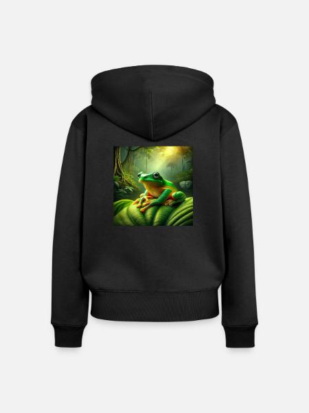 Kambo Frog - Frauen Premium Bio Zip Hoodie - Schwarz