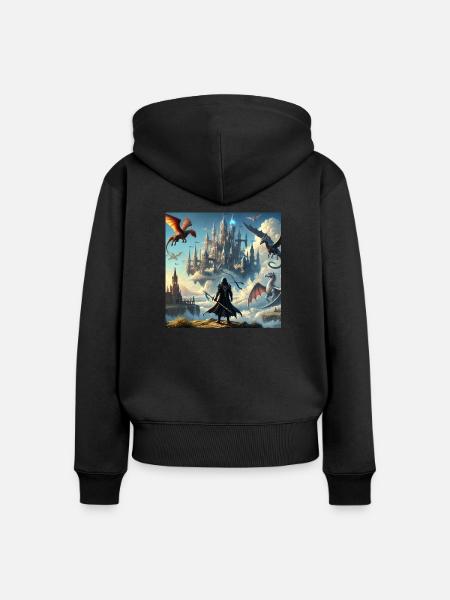 Rising - Frauen Premium Bio Zip Hoodie - Schwarz
