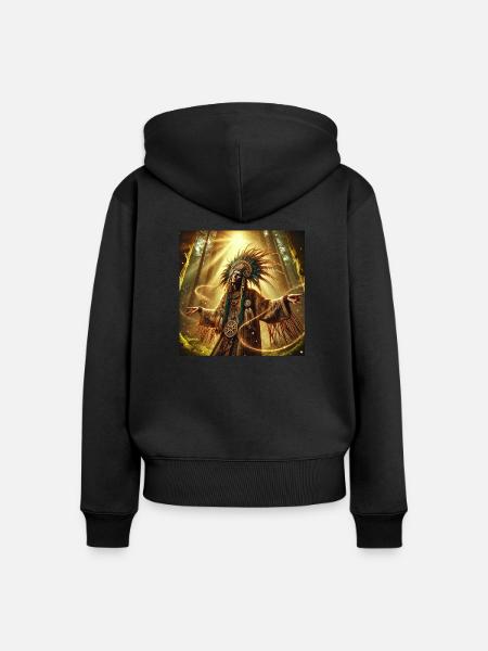 Schamane in Trance (B) - Frauen Premium Bio Zip Hoodie - Schwarz