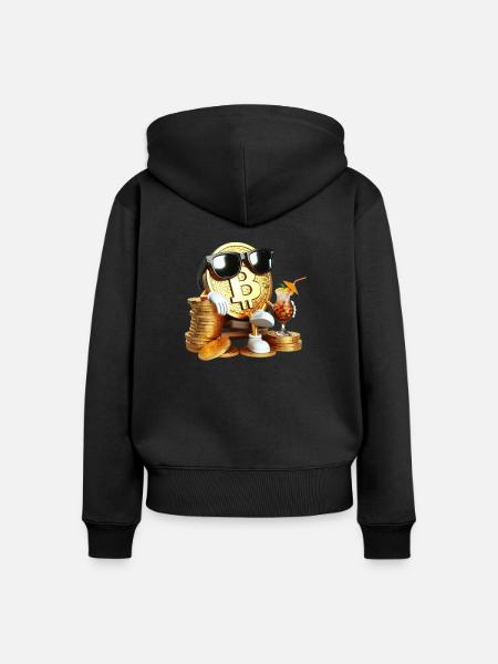 Abschreckender Bitcoin - Frauen Premium Bio Zip Hoodie - Schwarz