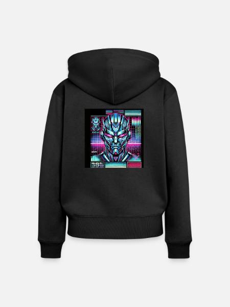 Digitaler Roboterkopf - Frauen Premium Bio Zip Hoodie - Schwarz