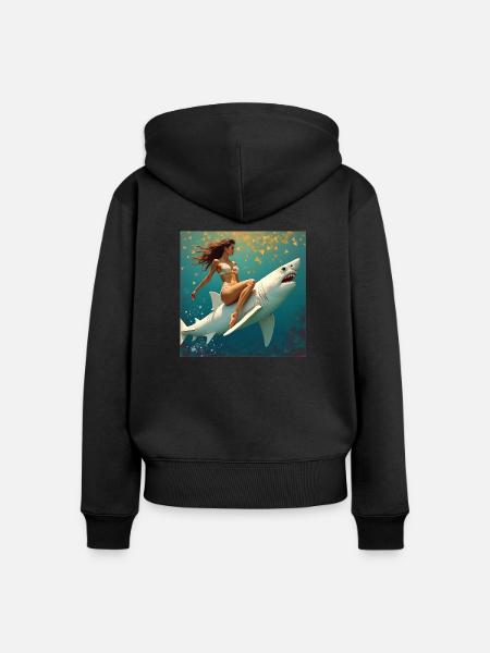 Hai reiten - Frauen Premium Bio Zip Hoodie - Schwarz