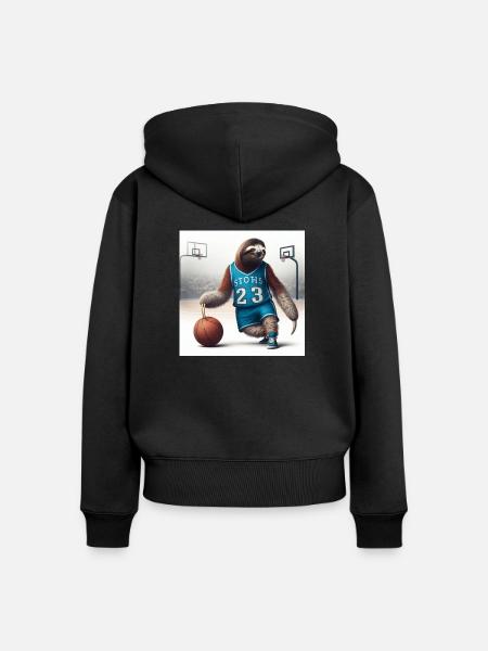 Faultier Basketball Tramp 23 - Frauen Premium Bio Zip Hoodie - Schwarz