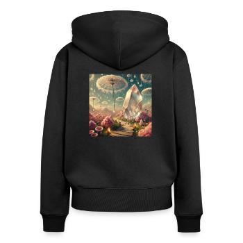 file Wkgycs11qHftZZGRDBoUW1 - Frauen Premium Bio Zip Hoodie - Schwarz - Hinten - Julia (174cm)