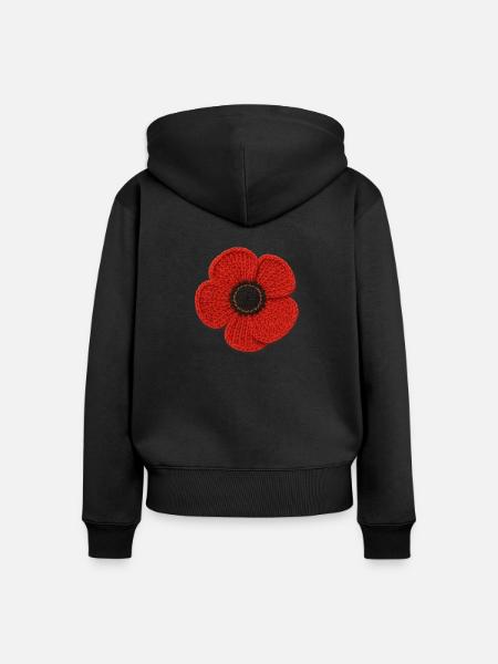 Fleur - Sweat à capuche zippé Premium bio Femme - noir