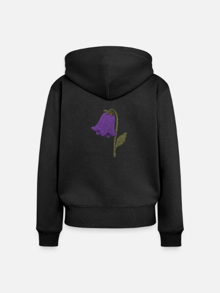 Fleur - Sweat à capuche zippé Premium bio Femme - noir