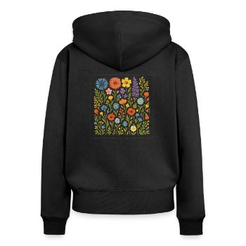 Fleur de Blumen - Sweat à capuche zippé Premium bio Femme - noir - Dos - Julia (174cm)