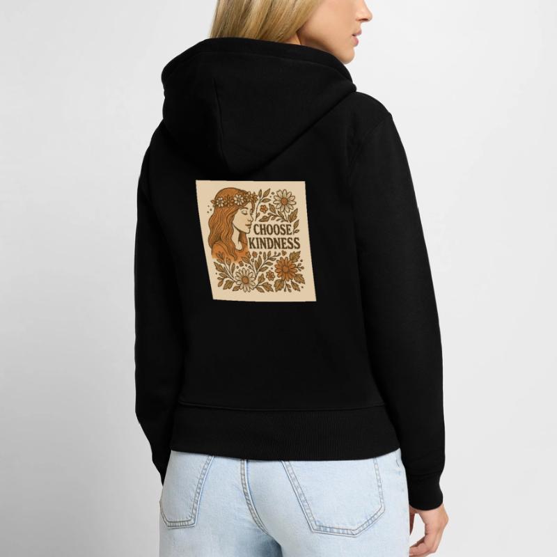 Choose kindness. Flowers. Frauen Premium Bio Zip Hoodie