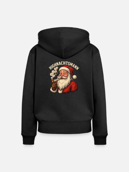 Highnachtsmann - Frauen Premium Bio Zip Hoodie - Schwarz