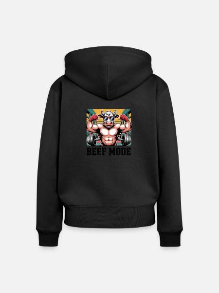 Beef Mode Fitness - Frauen Premium Bio Zip Hoodie - Schwarz