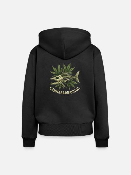 Cannabarracuda - Frauen Premium Bio Zip Hoodie - Schwarz