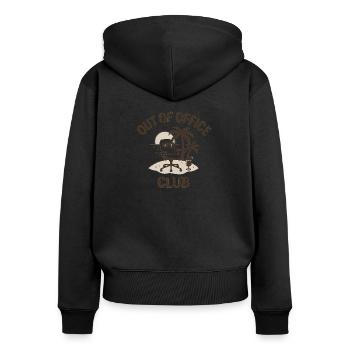 Out of Office Club - Frauen Premium Bio Zip Hoodie - Schwarz - Hinten - Julia (174cm)