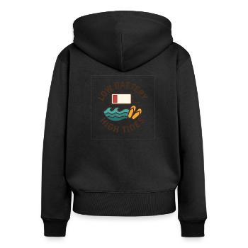 Low Battery, High Tides - Frauen Premium Bio Zip Hoodie - Schwarz - Hinten - Julia (174cm)