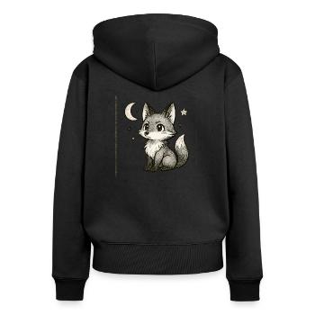 Kleiner Fuchs bei Nacht - Frauen Premium Bio Zip Hoodie - Schwarz - Hinten - Julia (174cm)