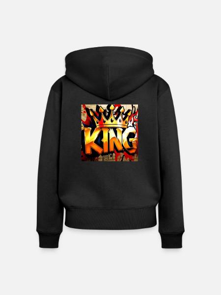 King - Frauen Premium Bio Zip Hoodie - Schwarz