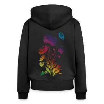 Mohnblume, Mohn, Klatschmohn, Blume, Garten, Natur - Frauen Premium Bio Zip Hoodie - Schwarz - Hinten - Julia (174cm)