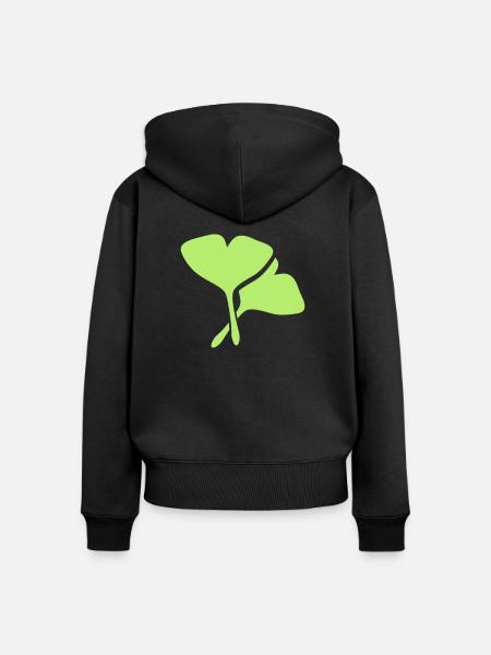 Ginko Heilpflanze - Frauen Premium Bio Zip Hoodie - Schwarz