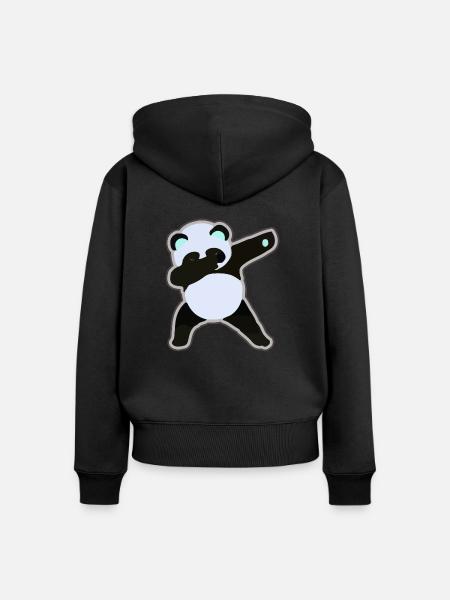 Dab Panda - Frauen Premium Bio Zip Hoodie - Schwarz