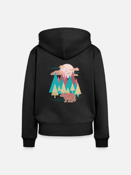 Landschaft (Bär) - Frauen Premium Bio Zip Hoodie - Schwarz