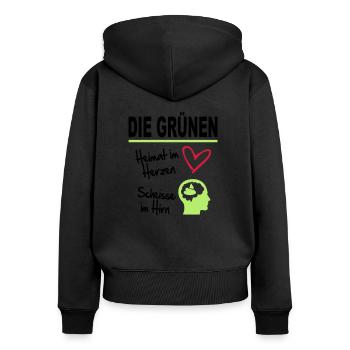 Politik Die Grünen Sprüche Scheisse Hirn - Frauen Premium Bio Zip Hoodie - Schwarz - Hinten - Julia (174cm)