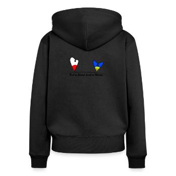 Feet in Poland, heart in Ukraine - Women's Premium Organic Zip Hoodie - black - Back - Julia (174cm)