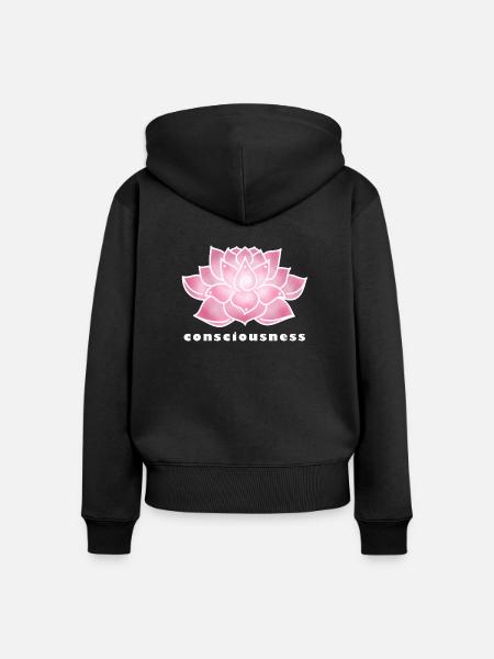 Lotus, Bewusstsein - Frauen Premium Bio Zip Hoodie - Schwarz