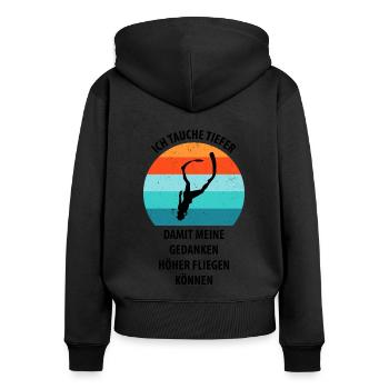 Taucher tauchen Sporttaucher Gerätetauchen - Frauen Premium Bio Zip Hoodie - Schwarz - Hinten - Julia (174cm)