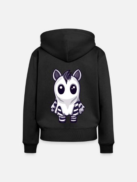 Zebra Halloween Comic Geist - Frauen Premium Bio Zip Hoodie - Schwarz