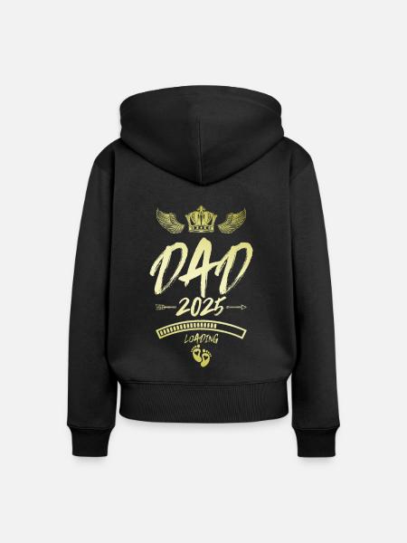 Dad 2025 Loading Papa Spruch - Frauen Premium Bio Zip Hoodie - Schwarz