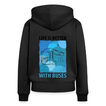 Bus Bus Driver School Bus Bus Bus Driver - Women's Premium Organic Zip Hoodie - black - Back - Julia (174cm)