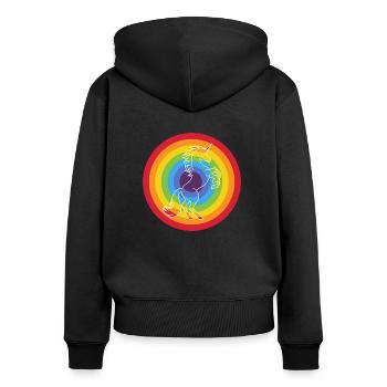 Cercle arc-en-ciel avec licorne - Sweat à capuche zippé Premium bio Femme - noir - Dos - Julia (174cm)