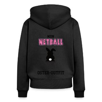 Netball Spielerin Netballerin Oster Geschenk - Frauen Premium Bio Zip Hoodie - Schwarz - Hinten - Julia (174cm)