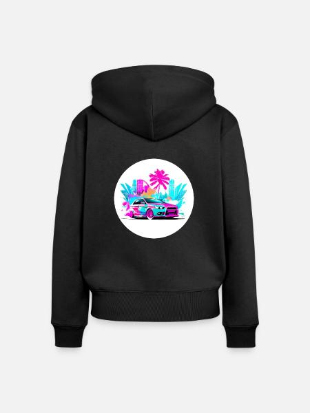 Miami Car 5 - Frauen Premium Bio Zip Hoodie - Schwarz