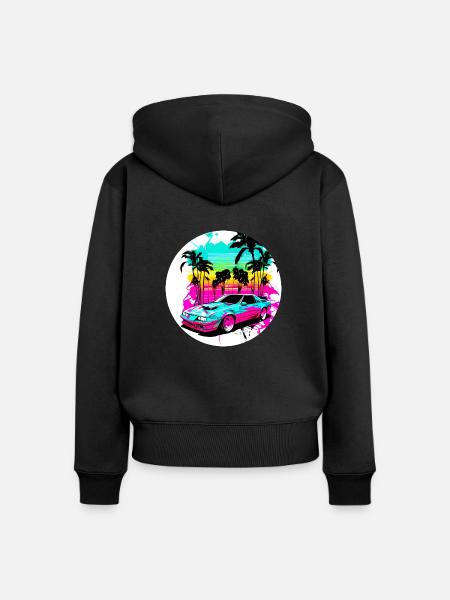 Miami Car 1 - Frauen Premium Bio Zip Hoodie - Schwarz