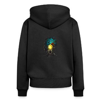 Silhouette | Head | Light bulb | Nature - Women's Premium Organic Zip Hoodie - black - Back - Julia (174cm)