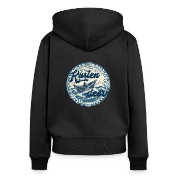 Küstendeern Papierschiffchen - Frauen Premium Bio Zip Hoodie - Schwarz - Hinten - Julia (174cm)