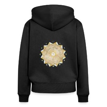 Sterne weisen deinen Weg - Frauen Premium Bio Zip Hoodie - Schwarz - Hinten - Julia (174cm)