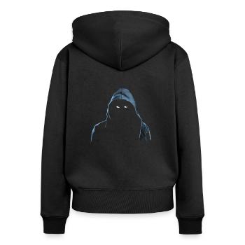 GUY IN A HOOD, MAN IN A HOODIE - THE ULTIMATE HOOD - Sweat à capuche zippé Premium bio Femme - noir - Dos - Julia (174cm)