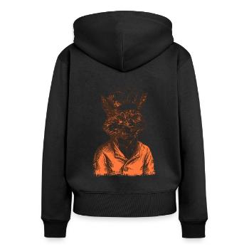 Le chef du renard - Sweat à capuche zippé Premium bio Femme - noir - Dos - Julia (174cm)