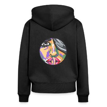 Schweigen Gesicht - Shut up - Frauen Premium Bio Zip Hoodie - Schwarz - Hinten - Julia (174cm)