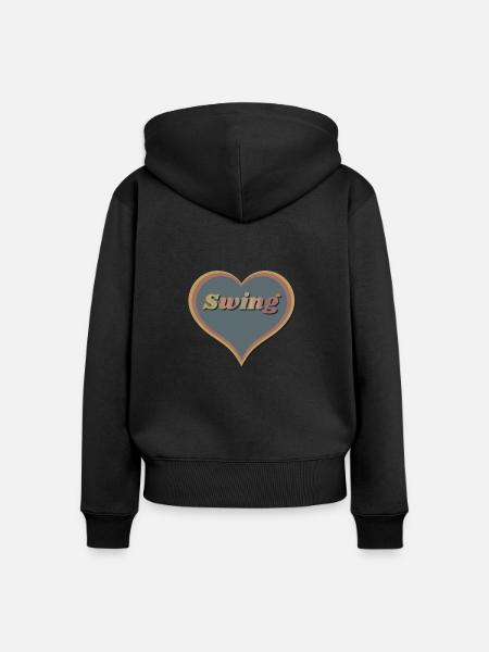 Swing Herz - Frauen Premium Bio Zip Hoodie - Schwarz