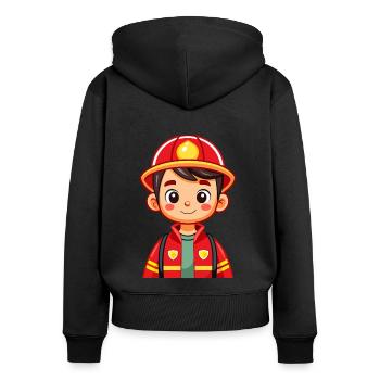 Héros en rouge le pompier - Sweat à capuche zippé Premium bio Femme - noir - Dos - Julia (174cm)